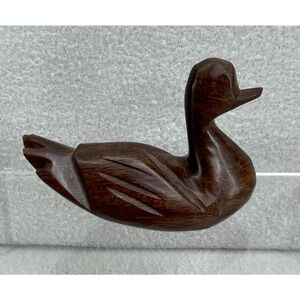 VTG Hand Carved Wood Duck 4” Figurine Rustic Folk Art Hunters Farm Decor